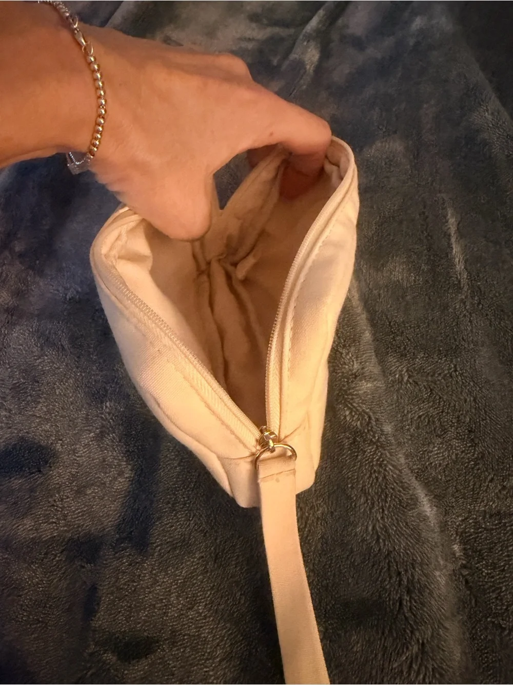 Valentino Cream Wristlet Clutch with Embossed Logo (New Without Tags)